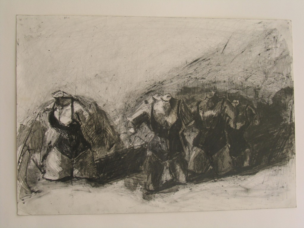 Untitled, From the series poles, Grease and pencil on paper, 1995