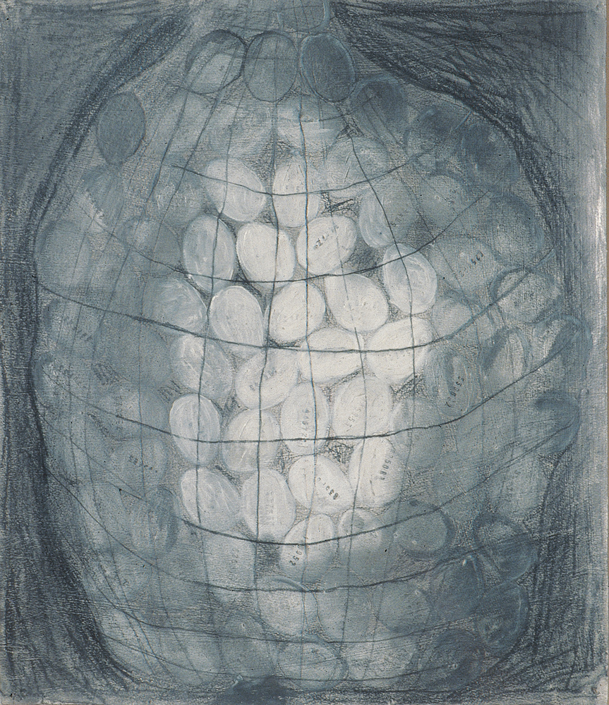 Untitled, from the series Eggs, graphite and acrylic on paper 100x70cm, 1997