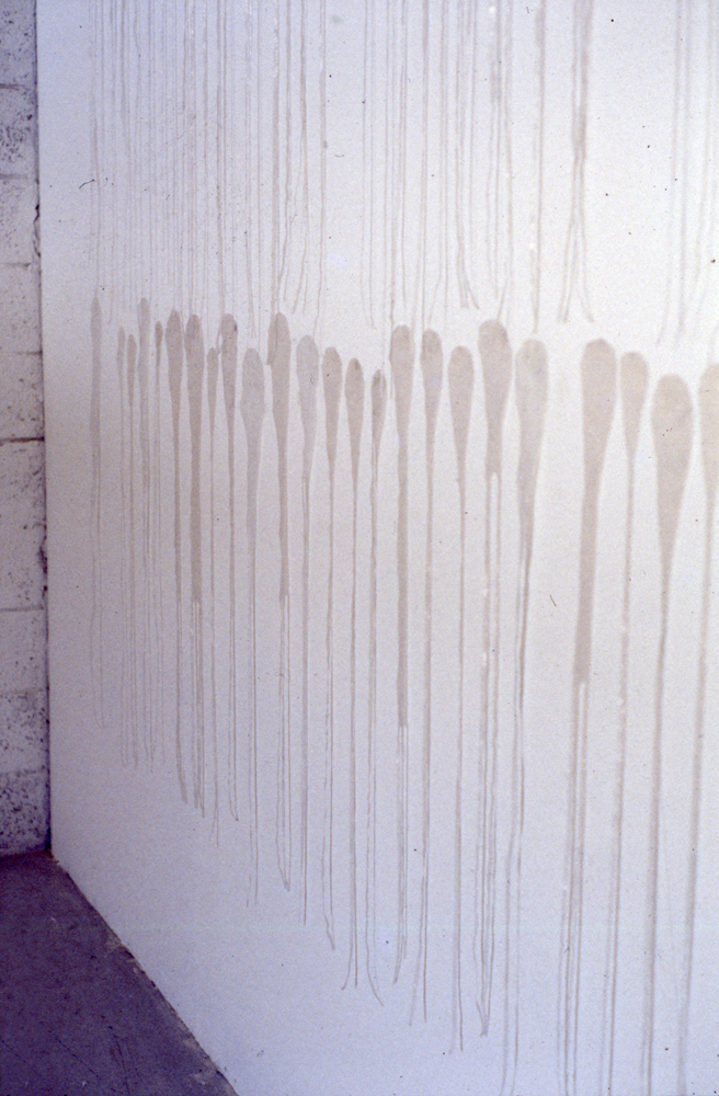 Leak, Greaseproof paper and glue on wall, variable dimensions, 2000 