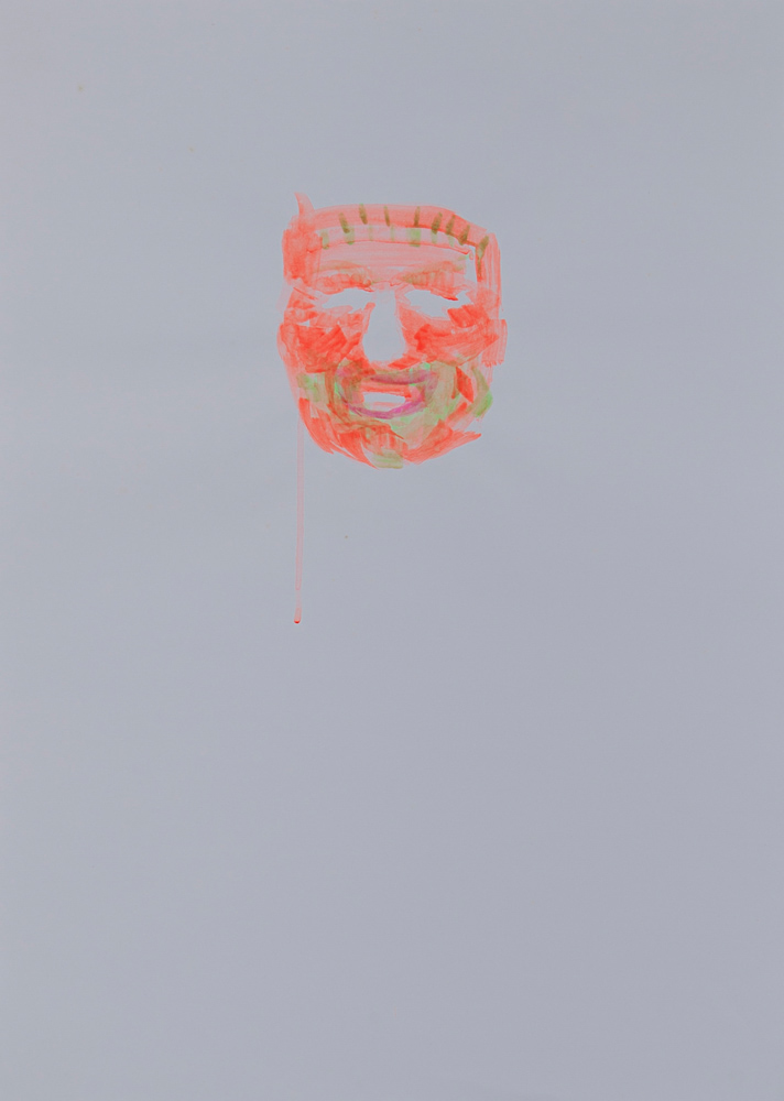Mask, pigment and glue on paper, 70x50cm, 2005