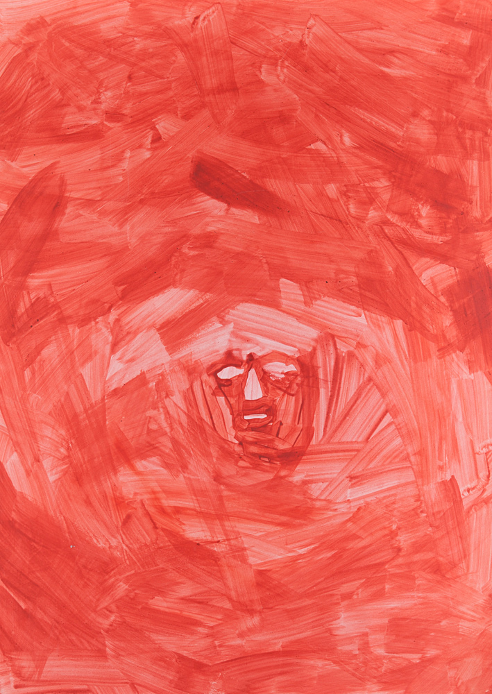 Untitled (mask), pigment and glue on paper 110x80cm, 2005