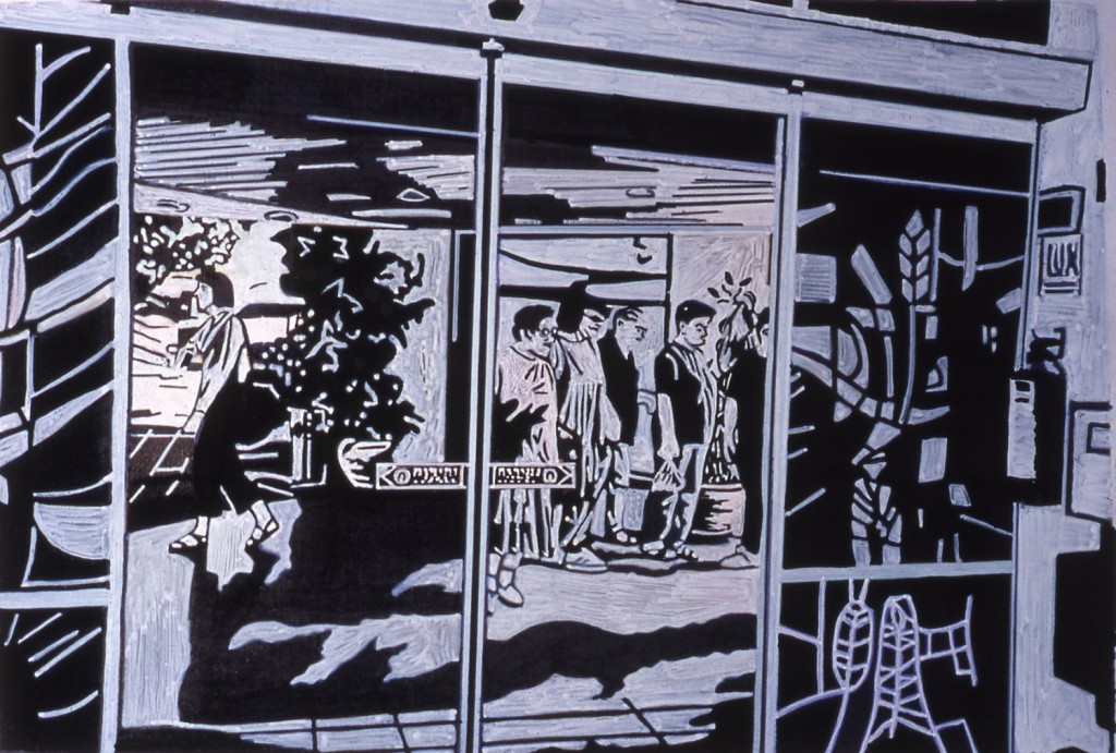 Skethes for final work, communal living in the Kibbutz, marker on paper, 2000